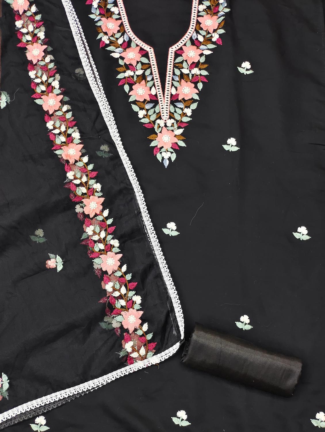 women solid with work embroidered unstitched suit set - 21976424 - Standard Image - 2