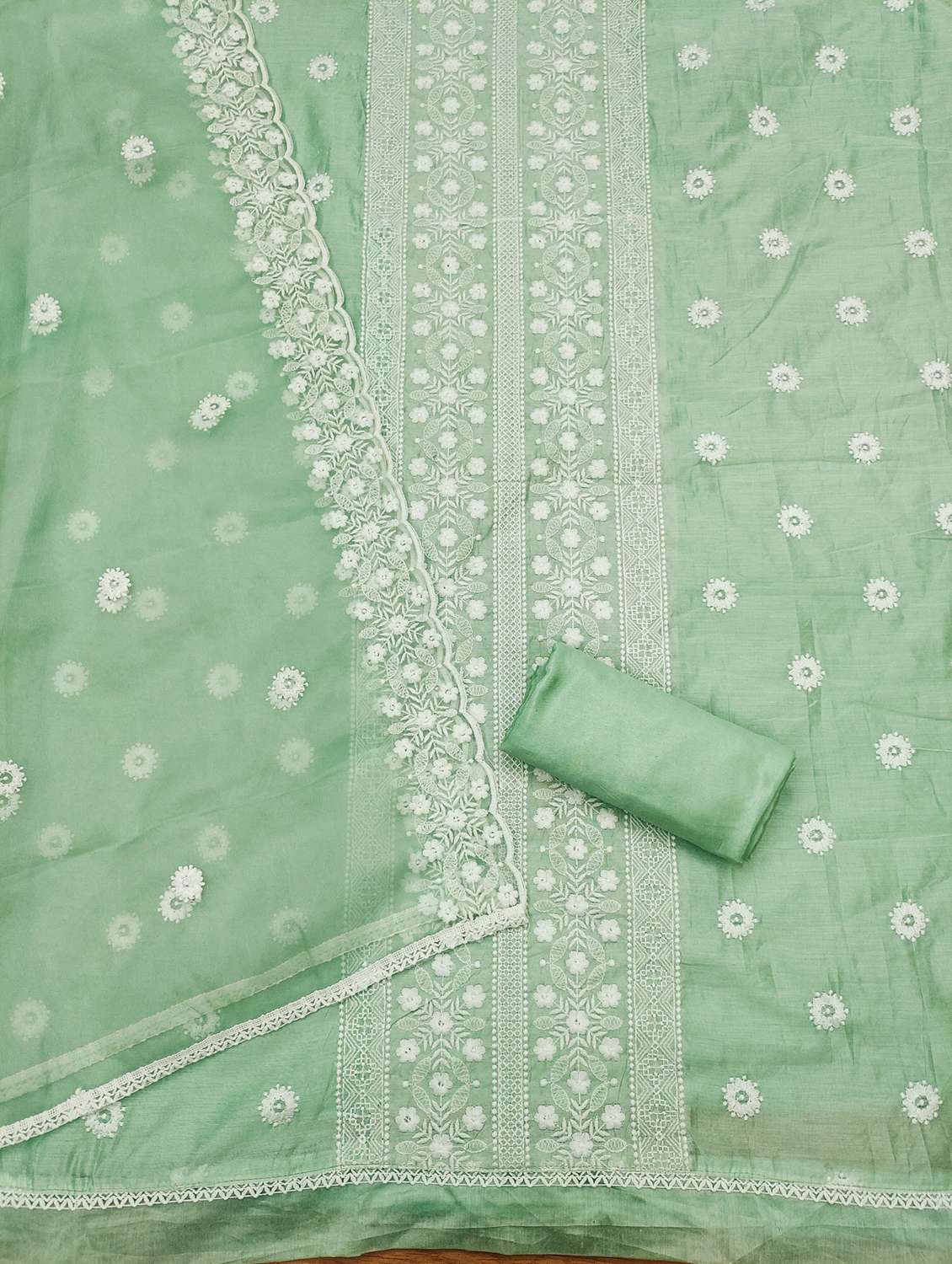 women solid with work embroidered unstitched suit set - 21976426 - Standard Image - 2