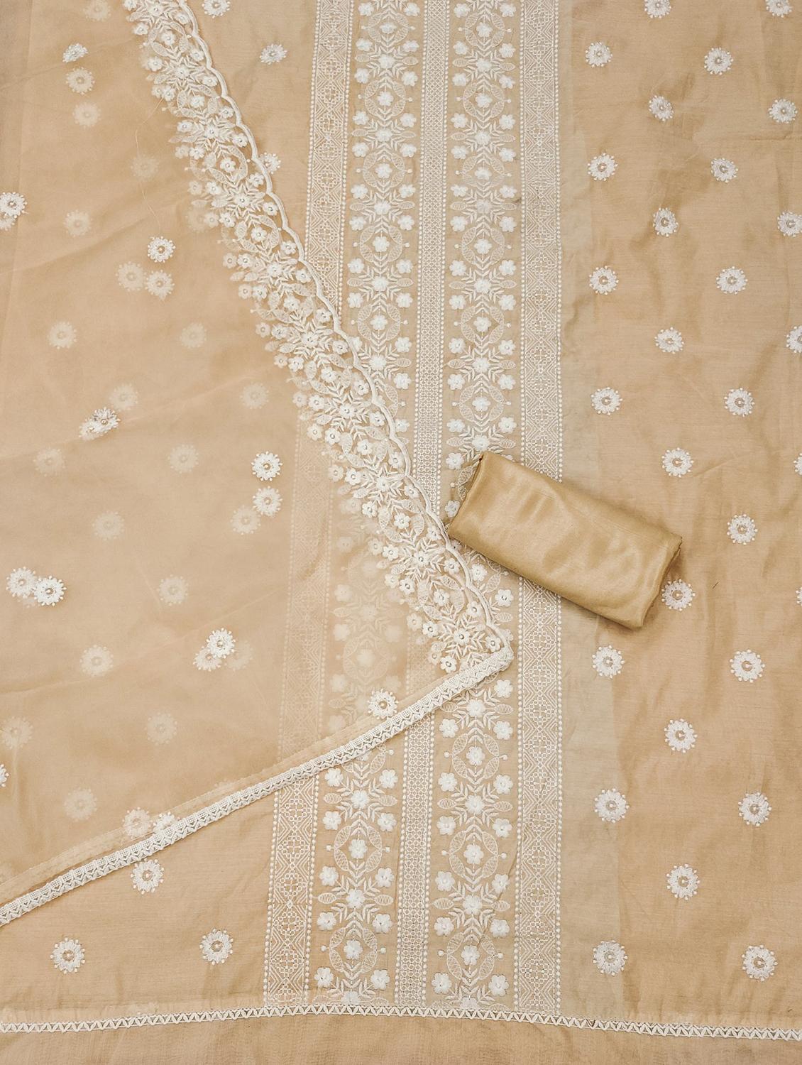 women solid with work embroidered unstitched suit set - 21976429 - Standard Image - 2