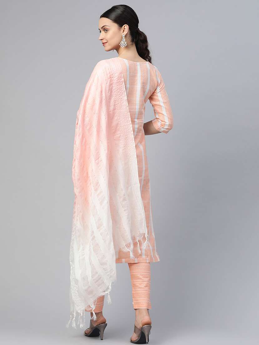 women three quarter sleeve kurta pant with dupatta set - 21976662 -  Standard Image - 2