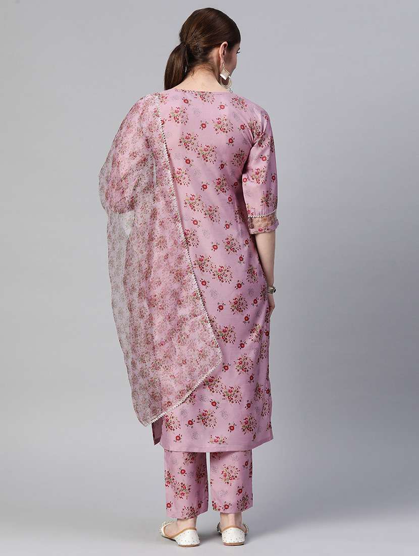 women three quarter sleeve kurta pant with dupatta set - 21976663 -  Standard Image - 2