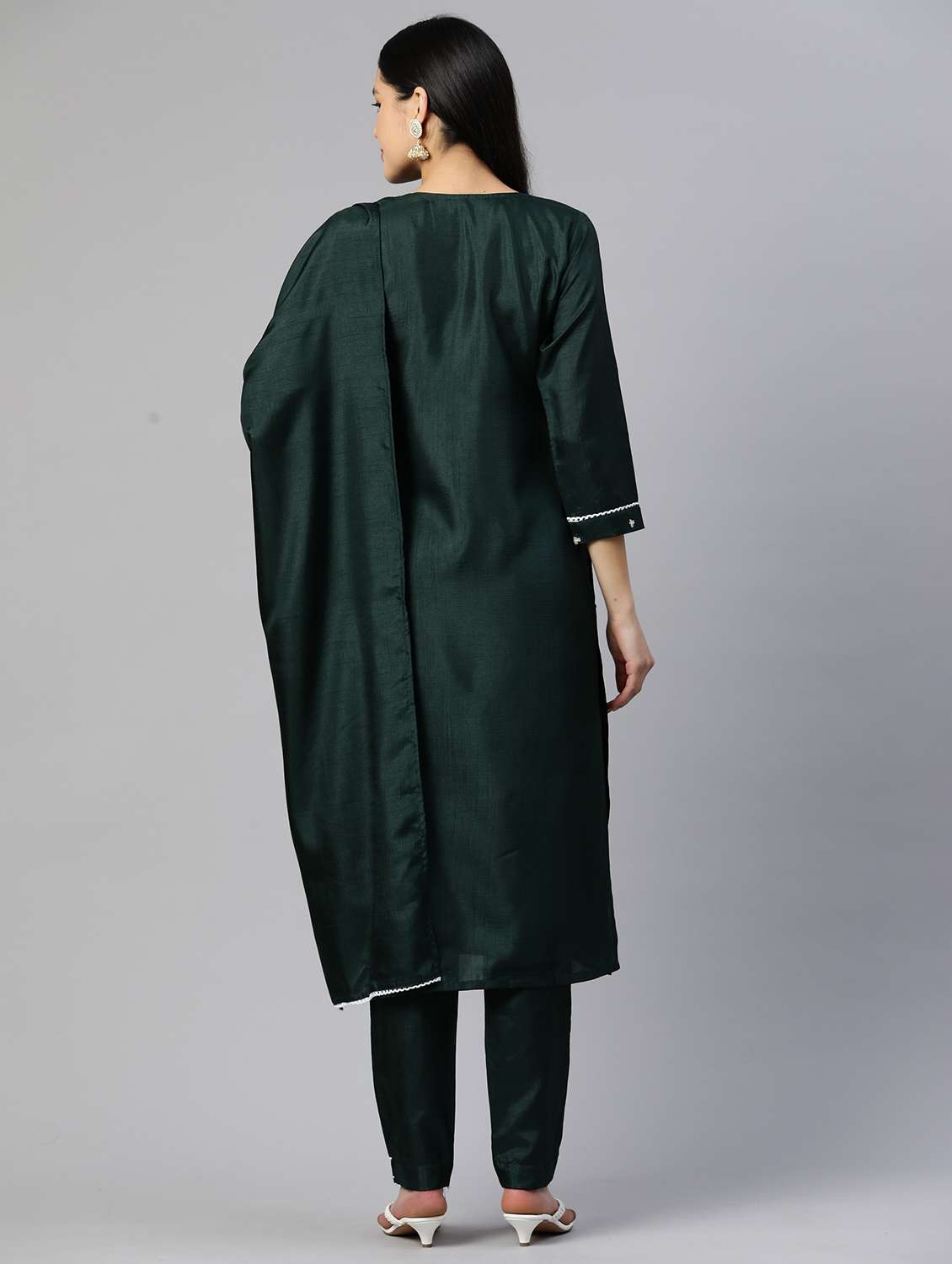 women three quarter sleeve kurta pant with dupatta set - 21976664 -  Standard Image - 2