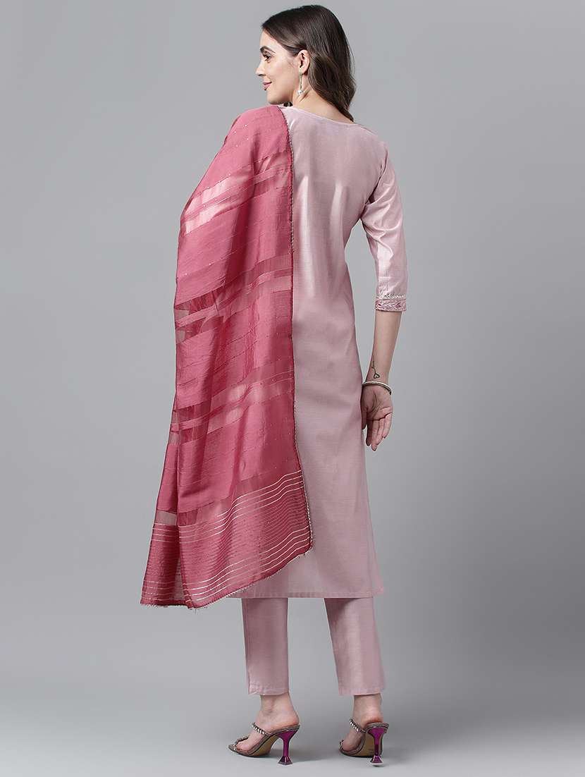 women three quarter sleeve kurta pant with dupatta set - 21976665 -  Standard Image - 2