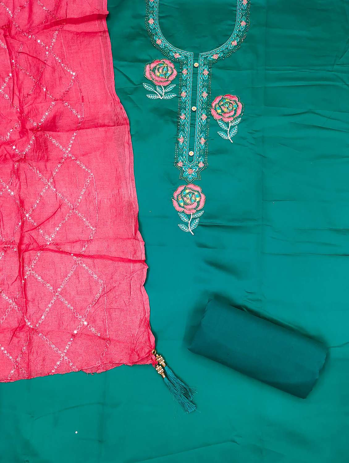 women solid with work embroidered unstitched suit set - 21976678 -  Standard Image - 2