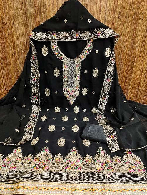women solid with work embroidered unstitched suit set - 21976692 - Standard Image - 0