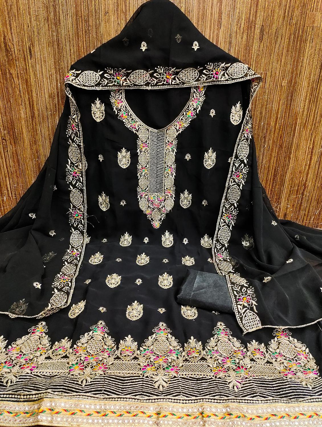 women solid with work embroidered unstitched suit set - 21976692 - Zoom Image - 0