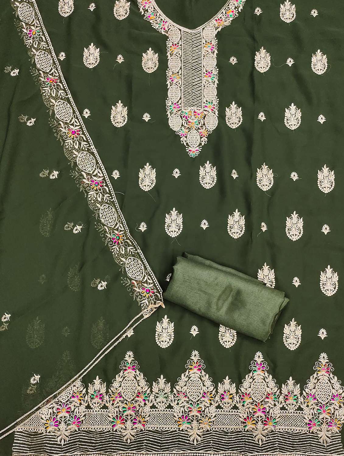 women solid with work embroidered unstitched suit set - 21976694 -  Standard Image - 2