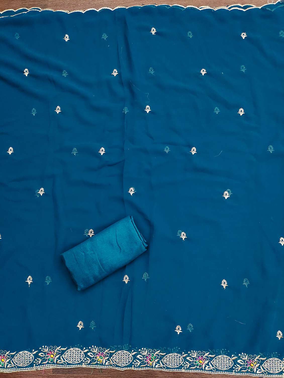 women solid with work embroidered unstitched suit set - 21976698 -  Standard Image - 2