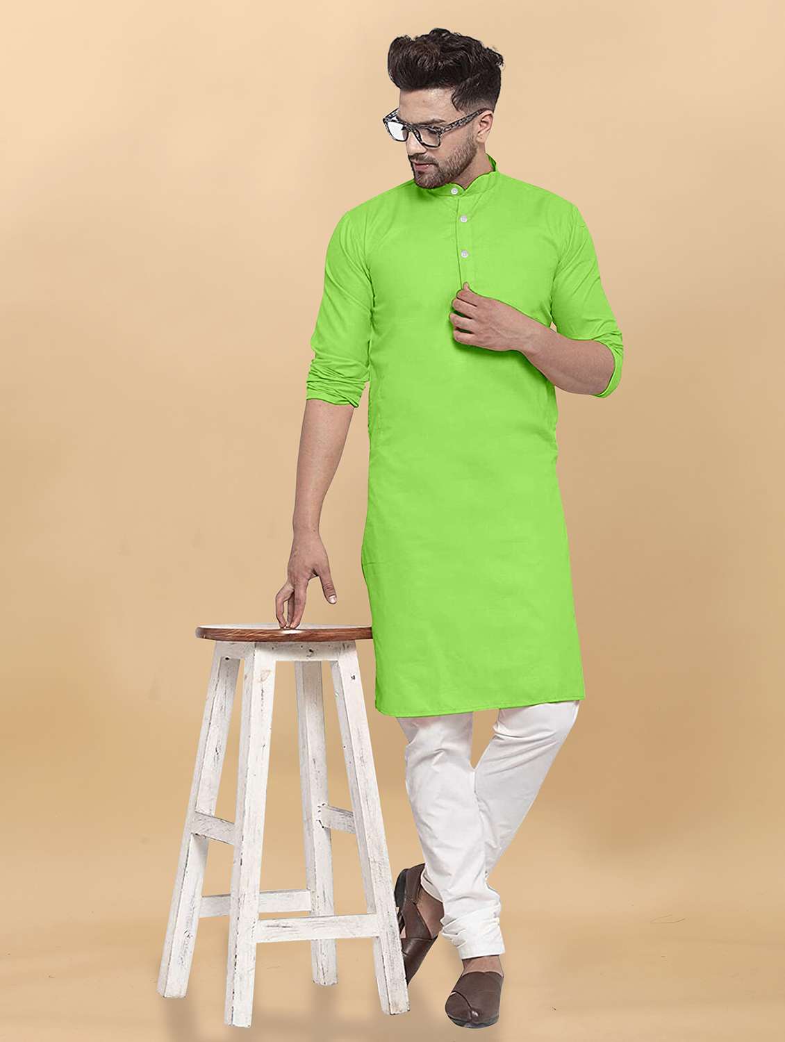 men pack of 2 solid mandarin neck long kurta - 21976862 -  Standard Image - 2