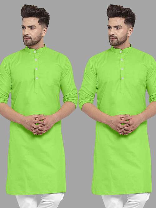 men pack of 2 solid mandarin neck long kurta - 21976868 - Standard Image - 0
