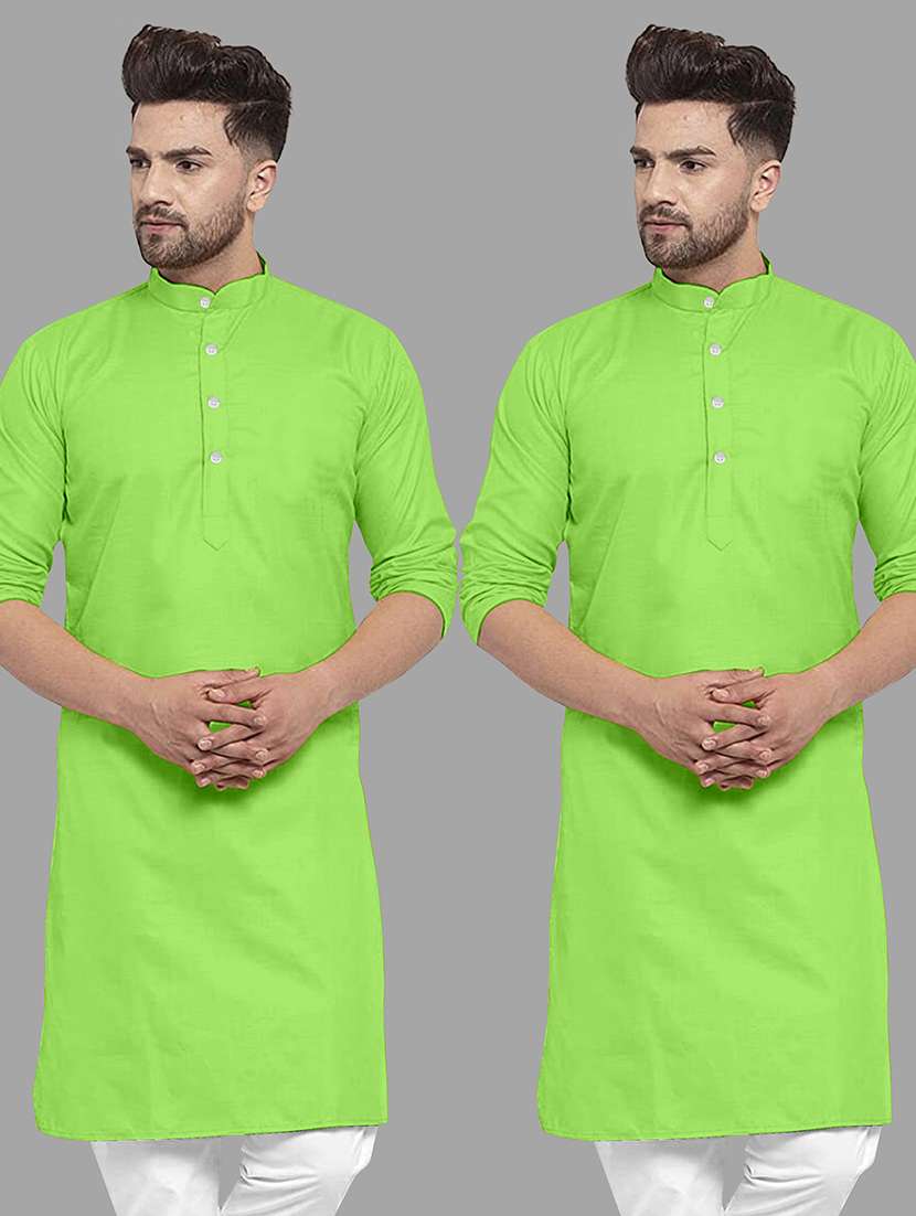 men pack of 2 solid mandarin neck long kurta - 21976868 - Zoom Image - 0
