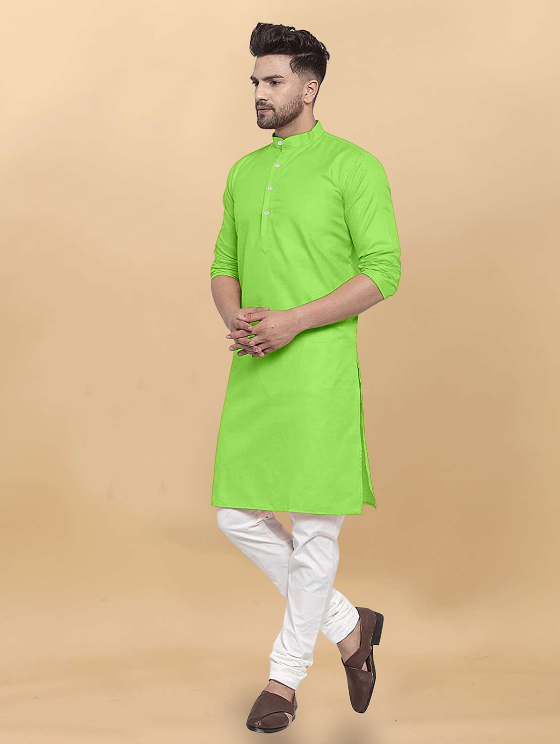 men pack of 2 solid mandarin neck long kurta - 21976868 - Standard Image - 2