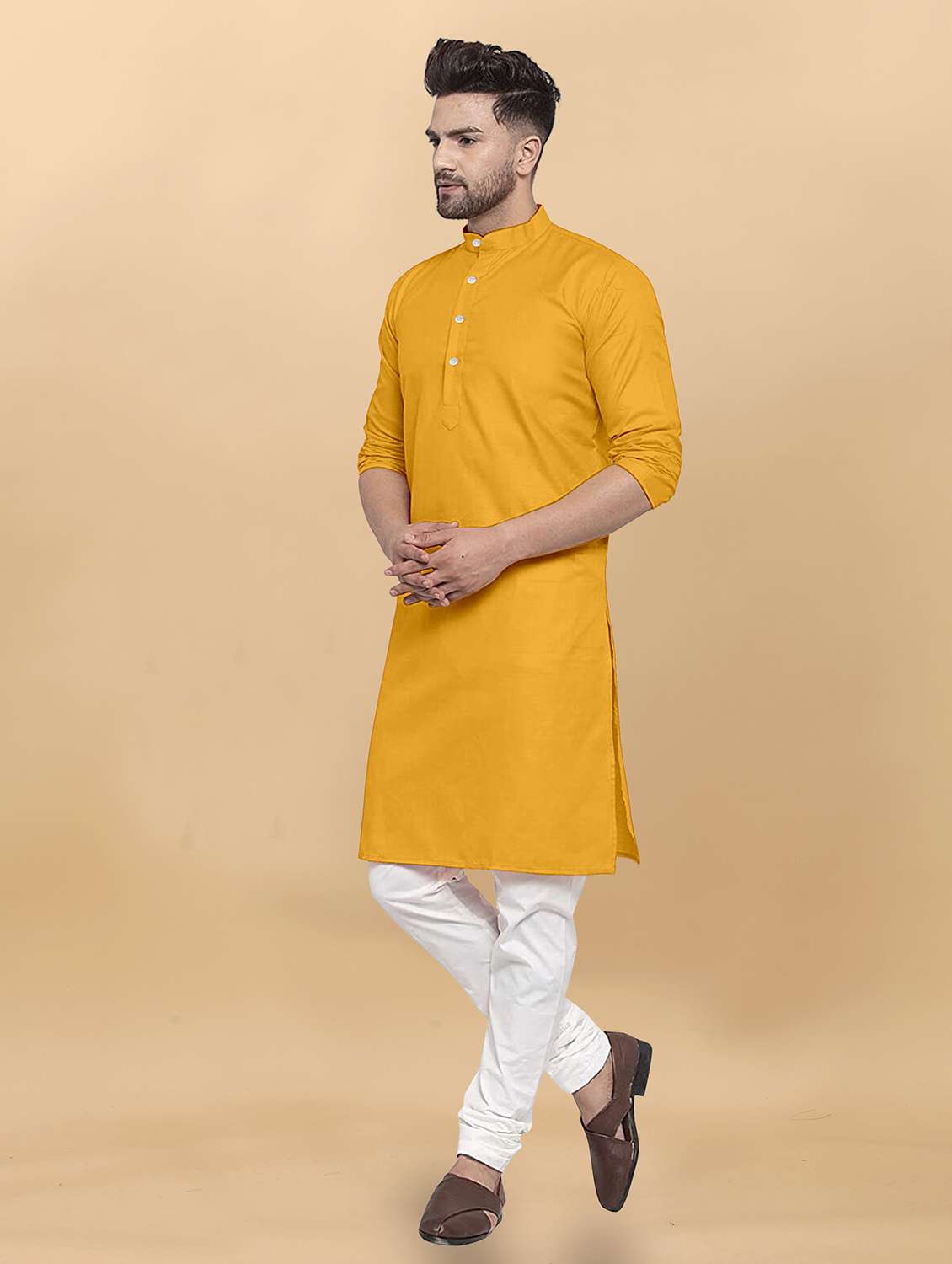 men pack of 2 solid mandarin neck long kurta - 21976891 -  Standard Image - 2
