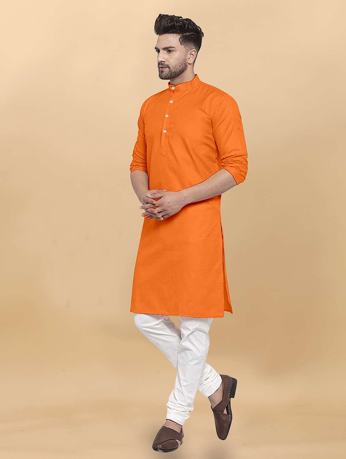 men pack of 2 solid mandarin neck long kurta - 21976893 -  Standard Image - 2
