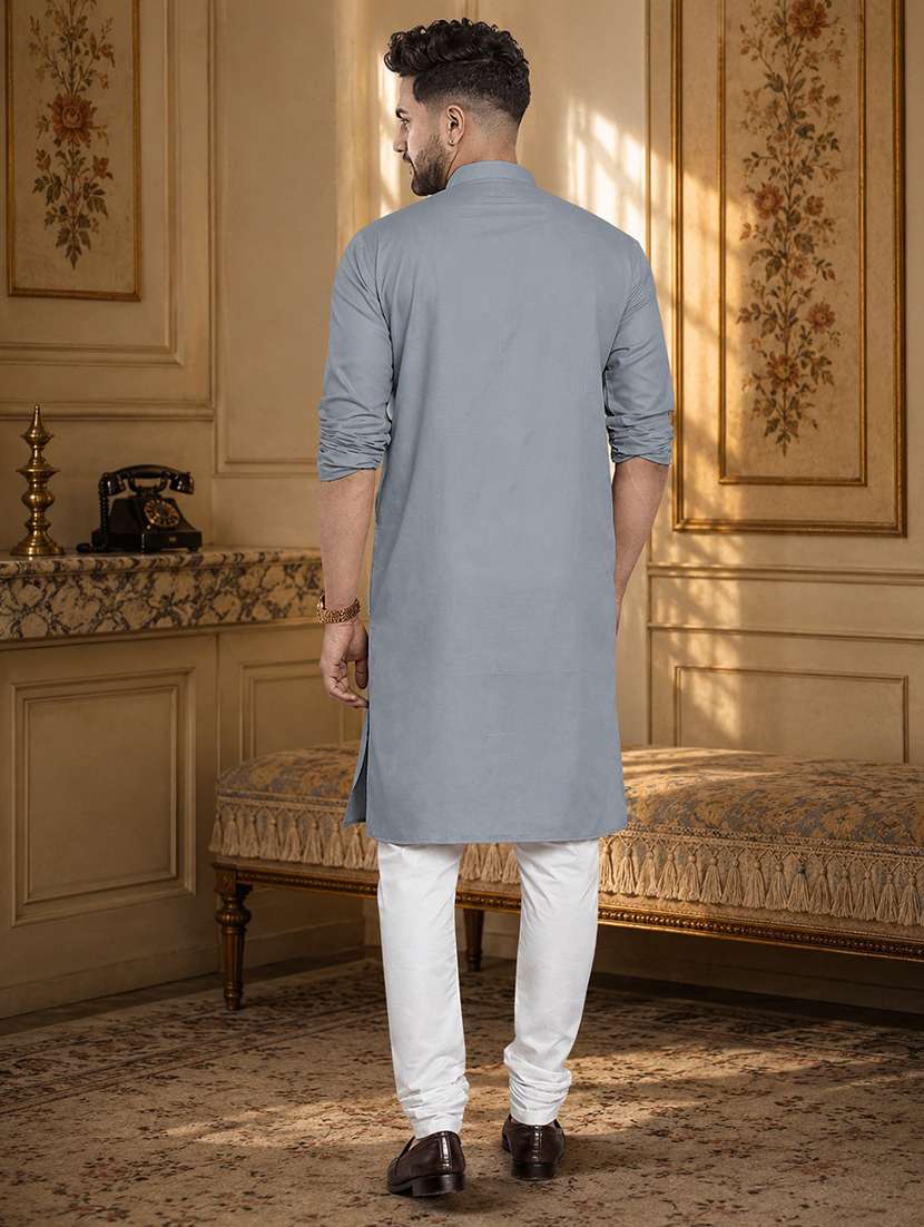 men pack of 2 solid mandarin neck long kurta - 21976902 -  Standard Image - 2