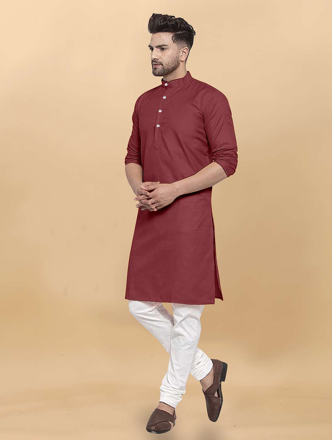 men pack of 2 solid mandarin neck long kurta - 21976916 -  Standard Image - 2