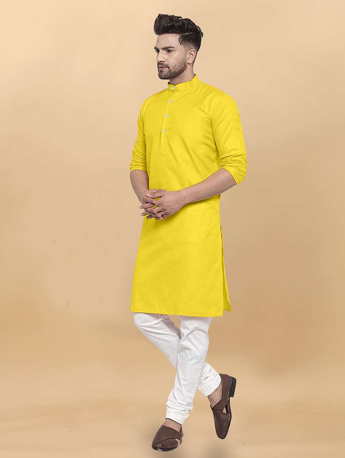 men pack of 2 solid mandarin neck long kurta - 21976924 -  Standard Image - 2