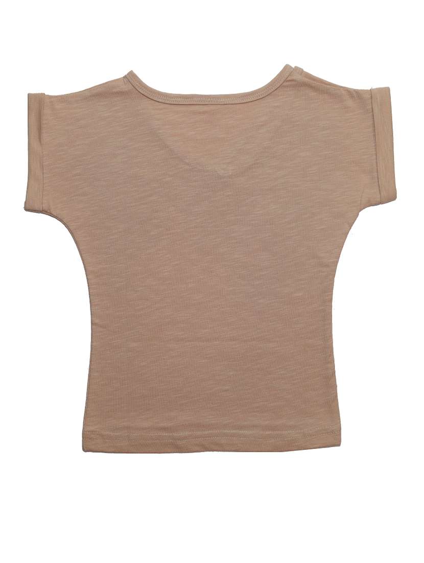 girls beige printed short sleeve tee - 21976934 -  Standard Image - 2