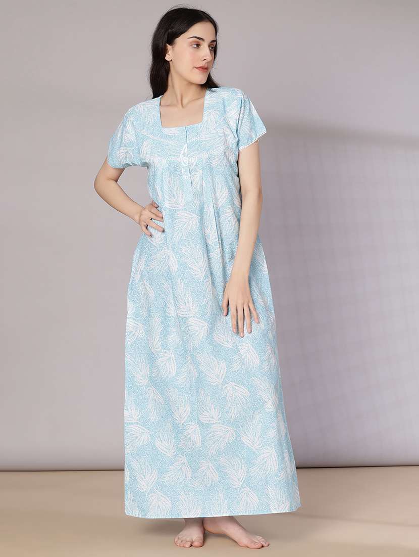 women printed short sleeve nighty - 21977005 -  Standard Image - 2