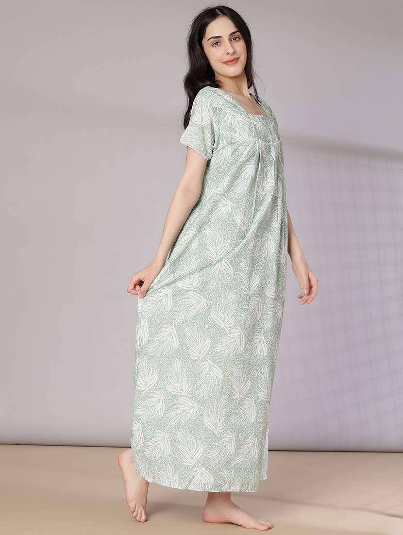 women printed short sleeve nighty - 21977006 -  Standard Image - 2