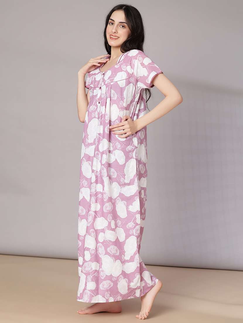 women printed short sleeve nighty - 21977008 -  Standard Image - 2