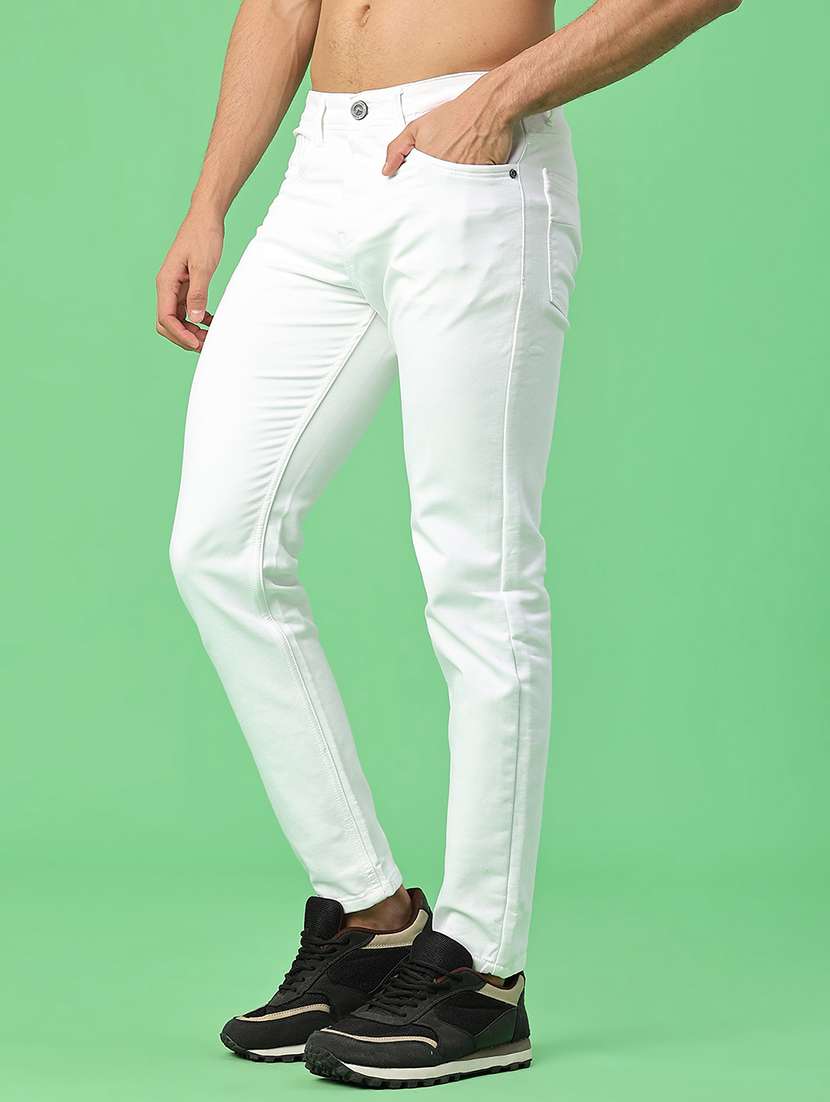 men plain mid rise full length slim fit jeans - 21977019 -  Standard Image - 2