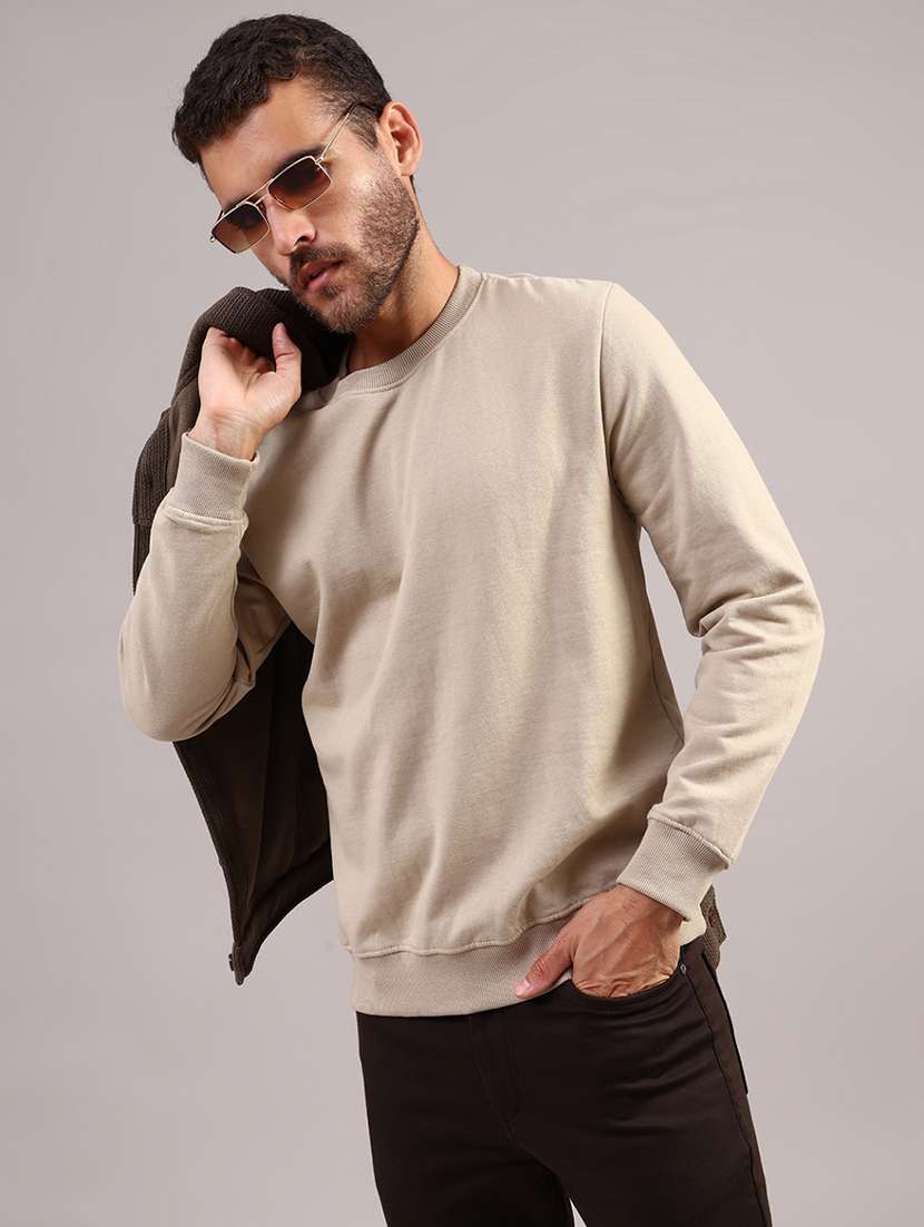 men solid long sleeve regular fit sweatshirt