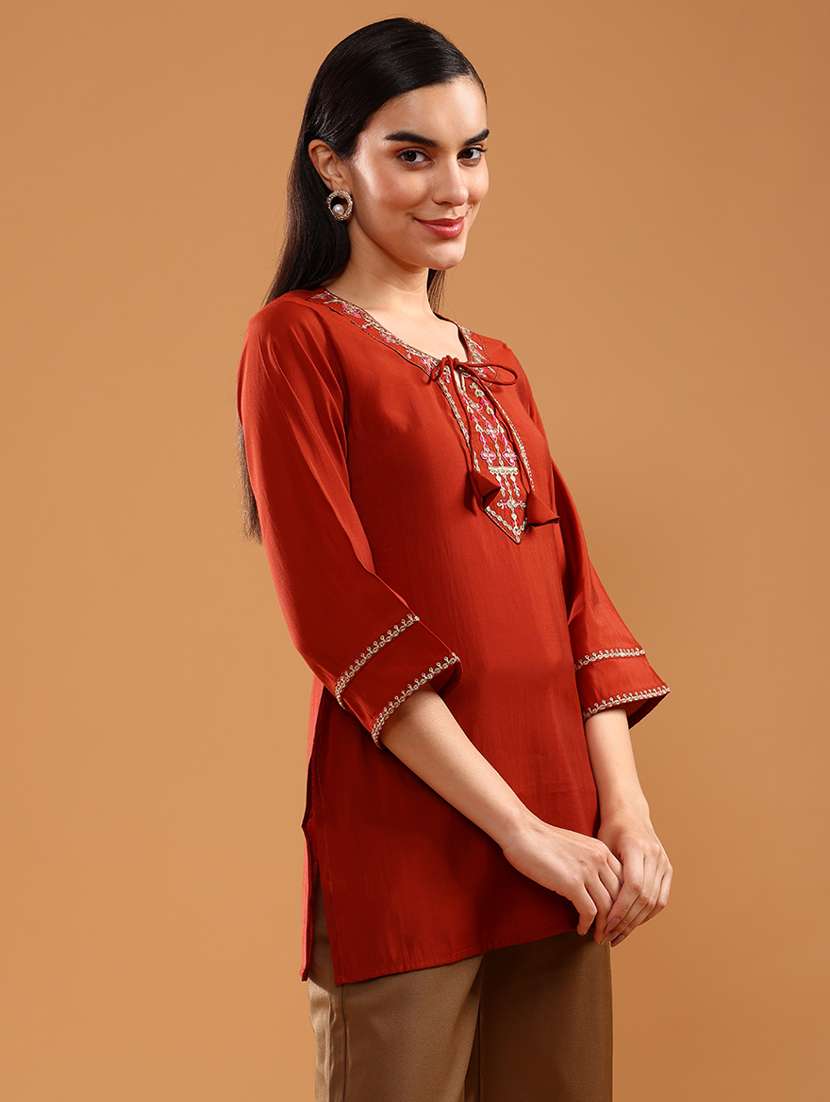 women printed three quarter sleeve kurti - 21977079 -  Standard Image - 2