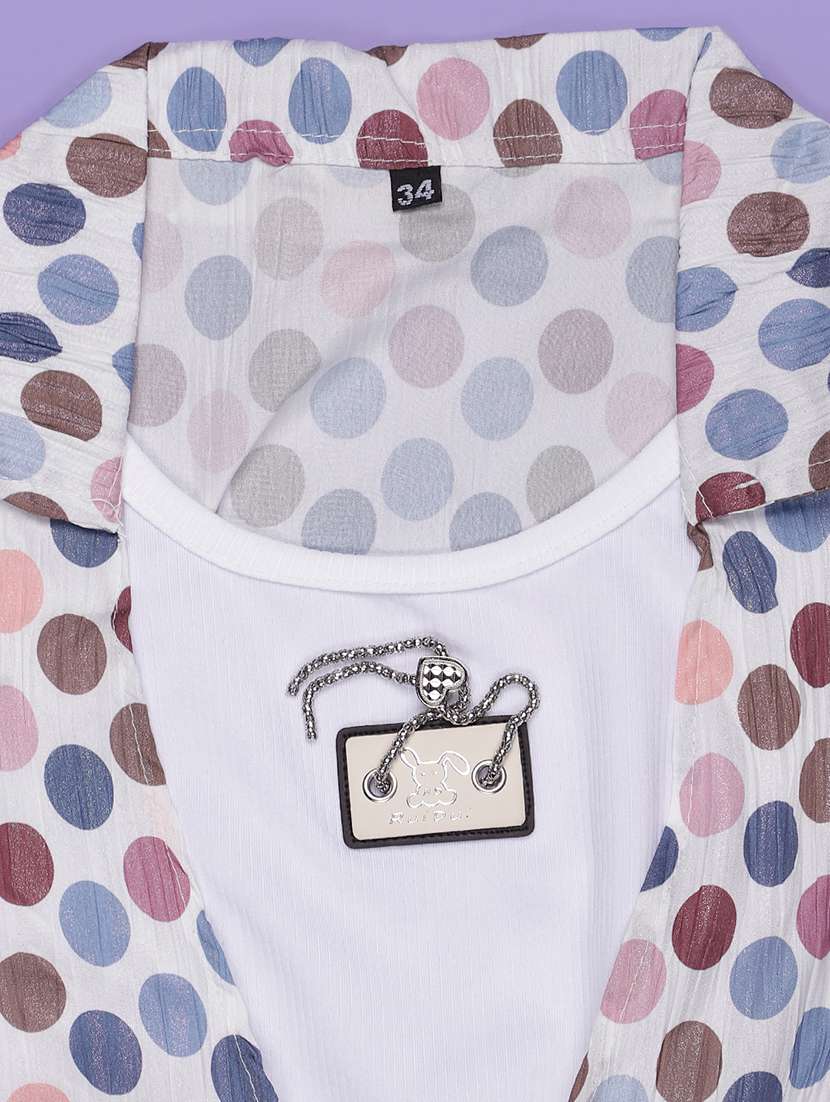 girls polka doted puff sleeve collared top - 21977174 -  Standard Image - 2