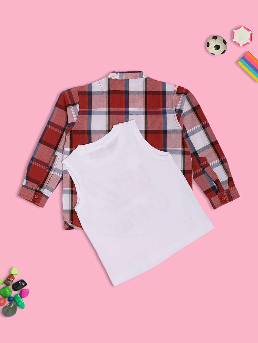 boys checkered long sleeve shirt with vest - 21977207 -  Standard Image - 2