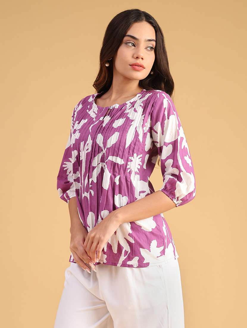 women printe three quarter sleeve kurti - 21977208 -  Standard Image - 2