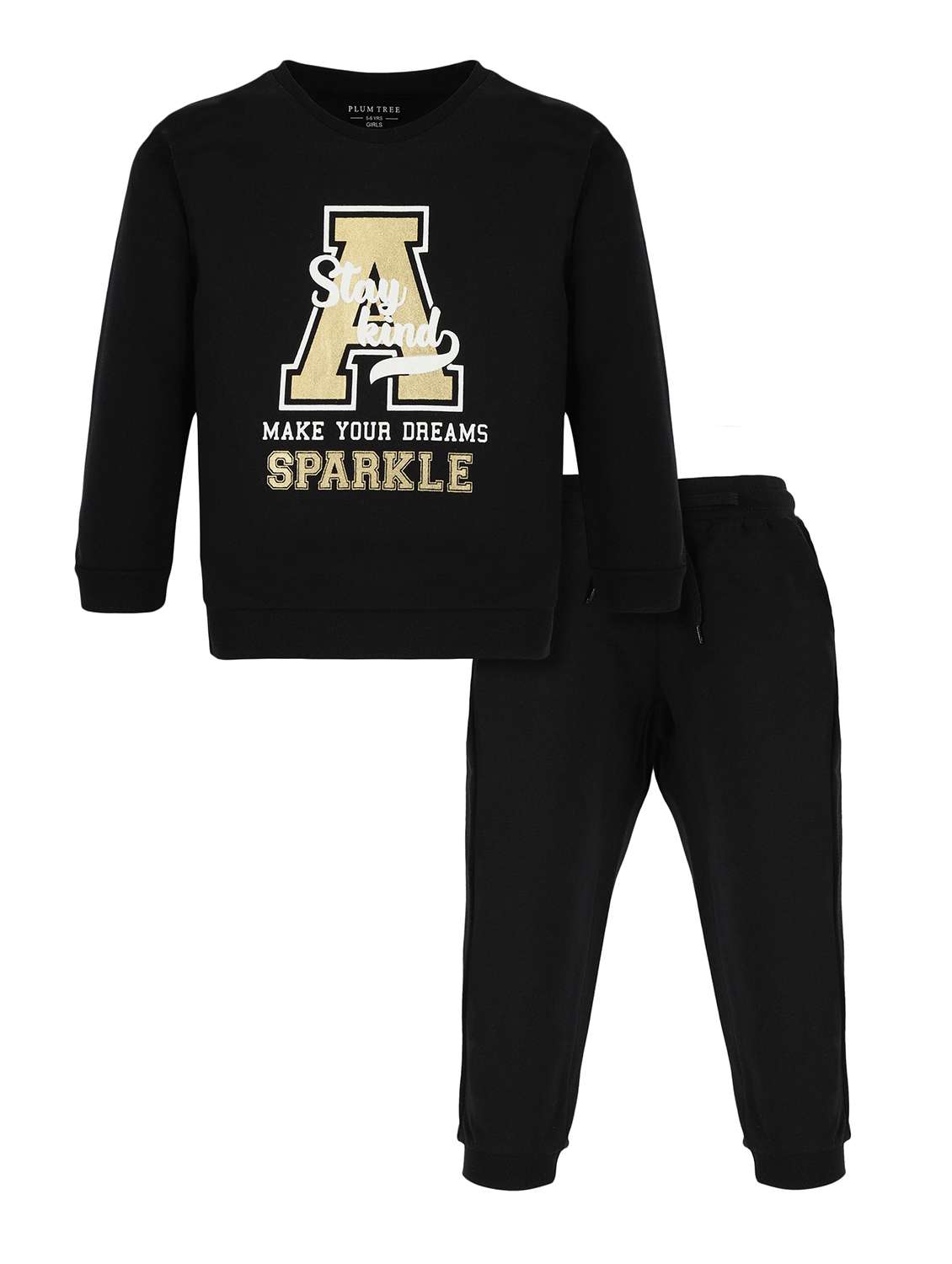 girls printed long sleeve full length set