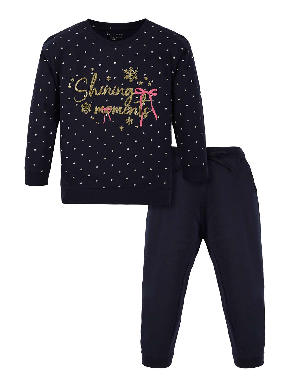 girls printed long sleeve full length set