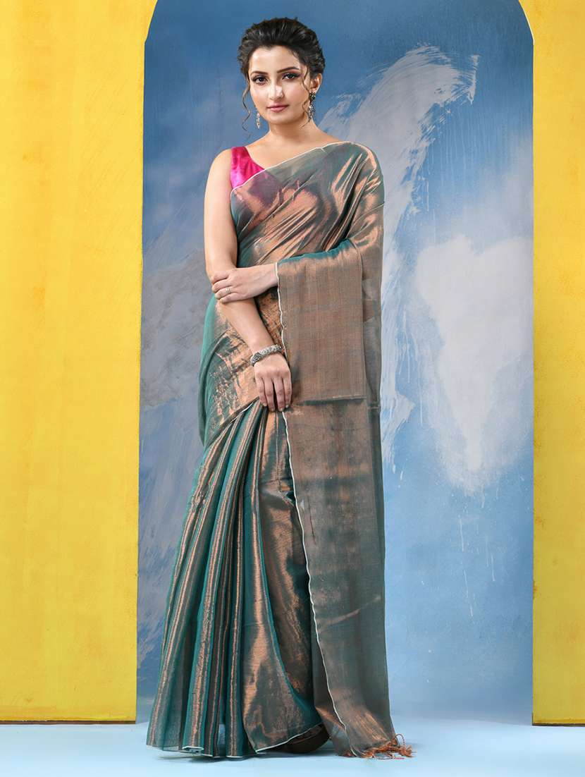 women solid plain saree with blouse
