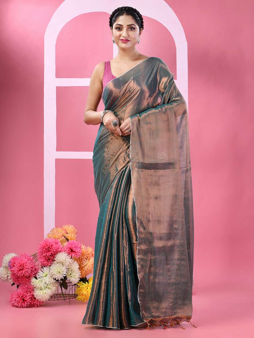 women solid plain saree with blouse