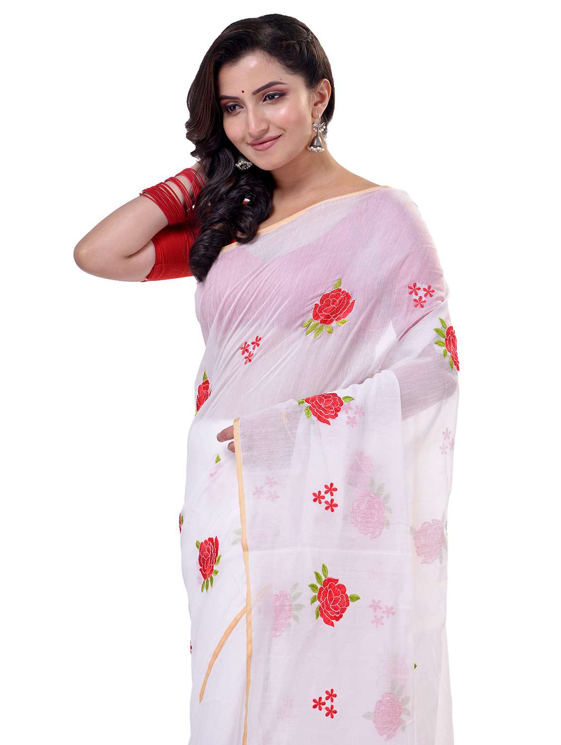 women floral handloom saree with blouse - 21977368 -  Standard Image - 2