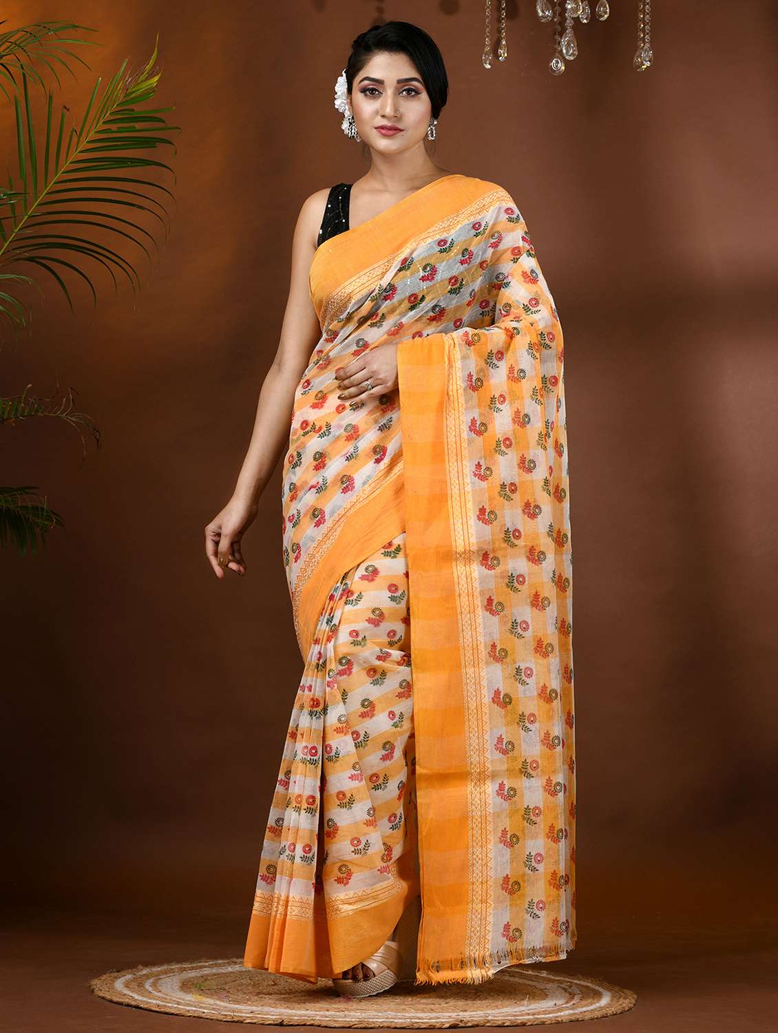 women printed handloom saree