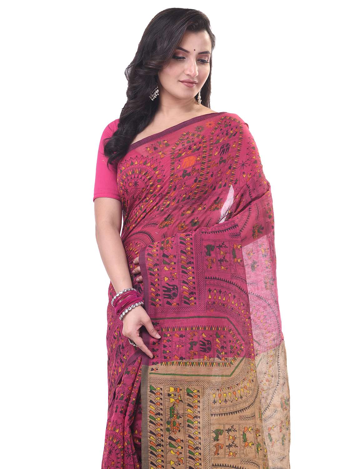 women warli printed saree with blouse - 21977498 - Standard Image - 2