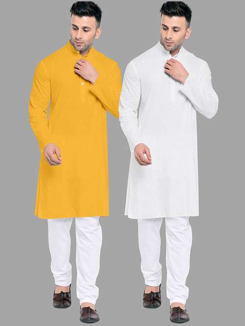 Men Pack Of 2 Solid Mandarin Neck Kurta Pyjama Set