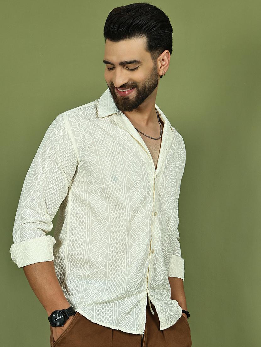 men self design long sleeve regular fit casual shirt - 21977587 - Standard Image - 2