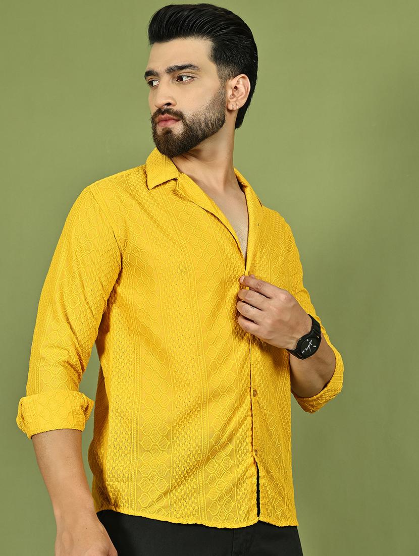 men self design long sleeve regular fit casual shirt - 21977588 - Standard Image - 2