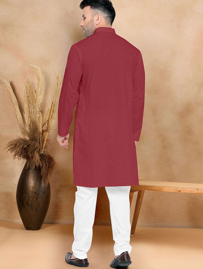 men pack of 2 solid mandarin neck kurta pyjama set - 21977595 -  Standard Image - 2