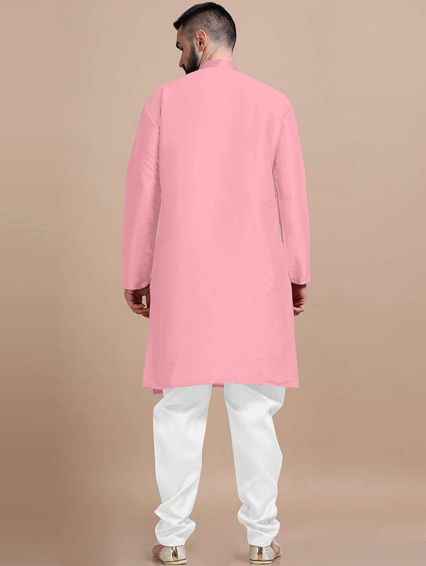 men pack of 2 solid mandarin neck kurta pyjama set - 21977603 -  Standard Image - 2