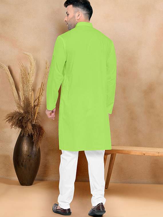 men pack of 2 solid mandarin neck kurta pyjama ethnic wear set - 21977609 -  Standard Image - 2