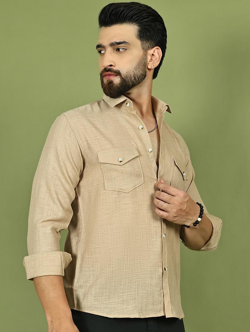 men solid long sleeve regular fit casual shirt - 21977622 - Standard Image - 2