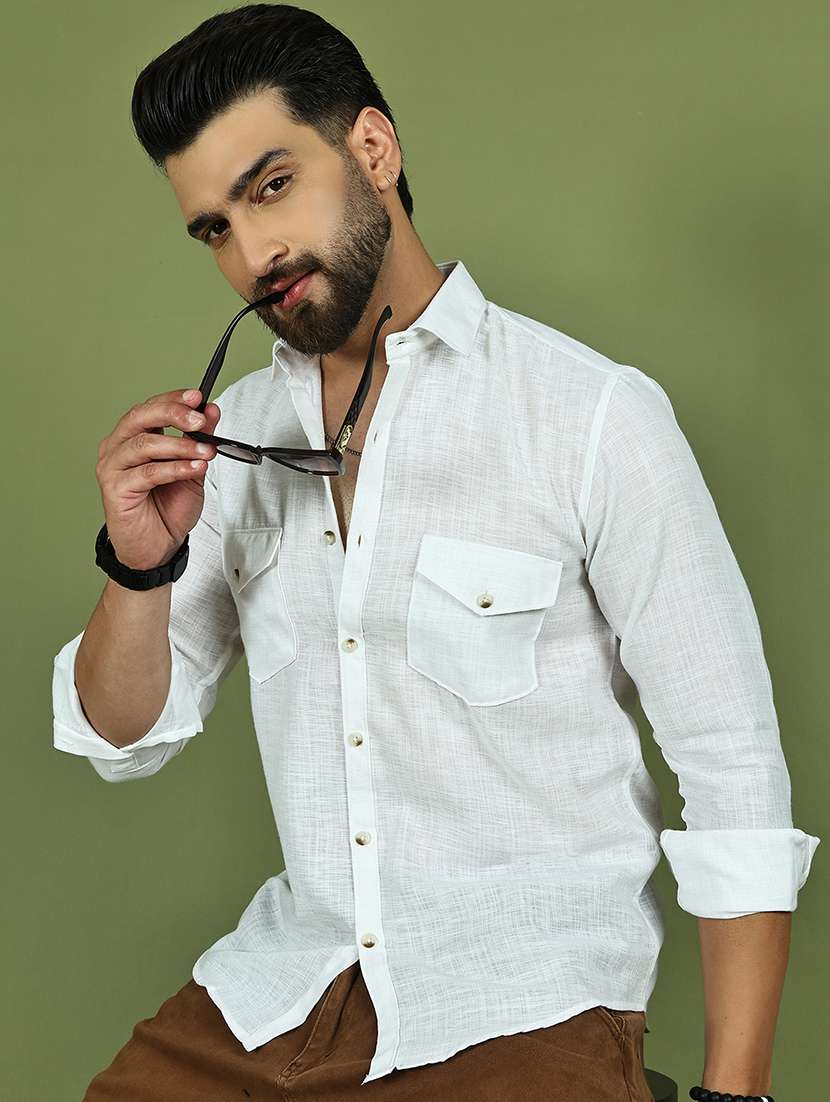 men solid long sleeve regular fit casual shirt