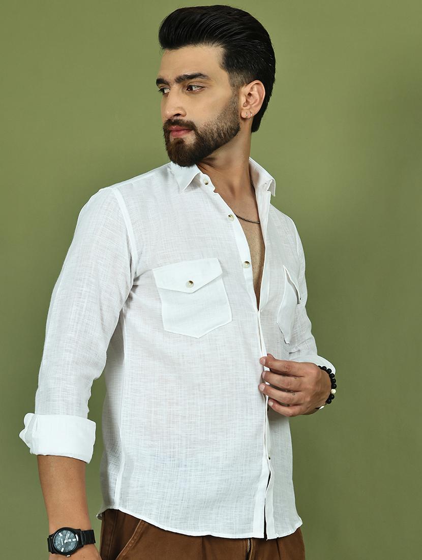 men solid long sleeve regular fit casual shirt - 21977624 - Standard Image - 2