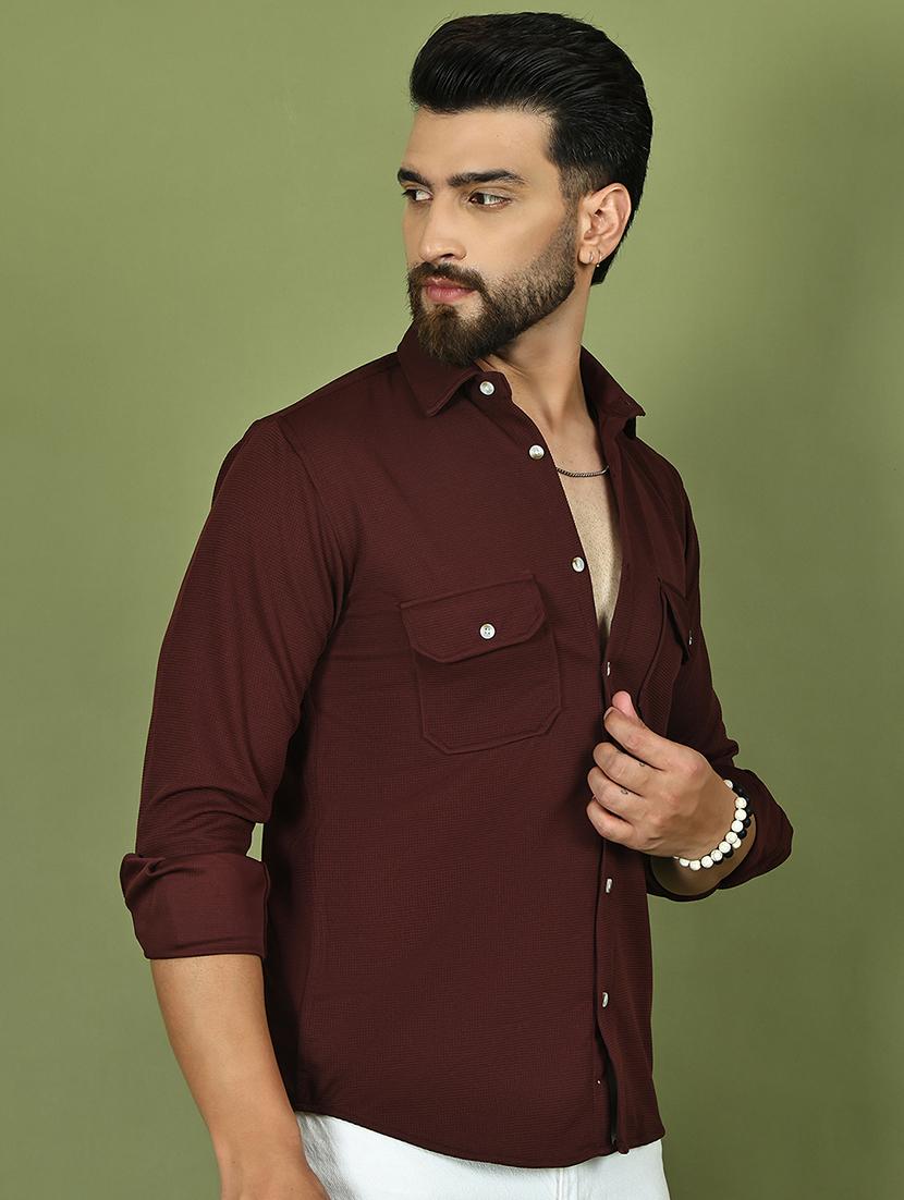 men solid long sleeve regular fit casual shirt - 21977625 - Standard Image - 2