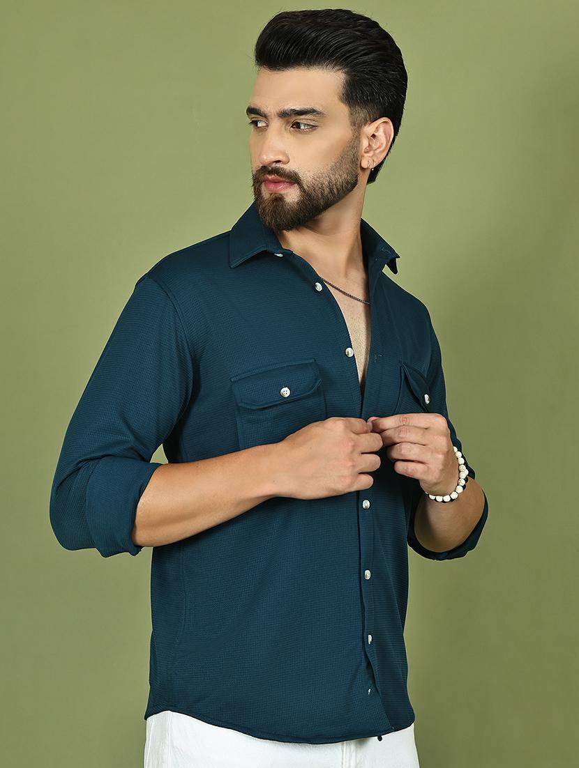 men solid long sleeve regular fit casual shirt - 21977628 - Standard Image - 2
