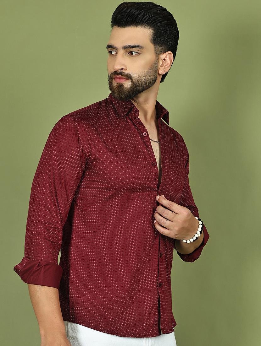 men polka dot long sleeve regular fit casual shirt - 21977630 - Standard Image - 2